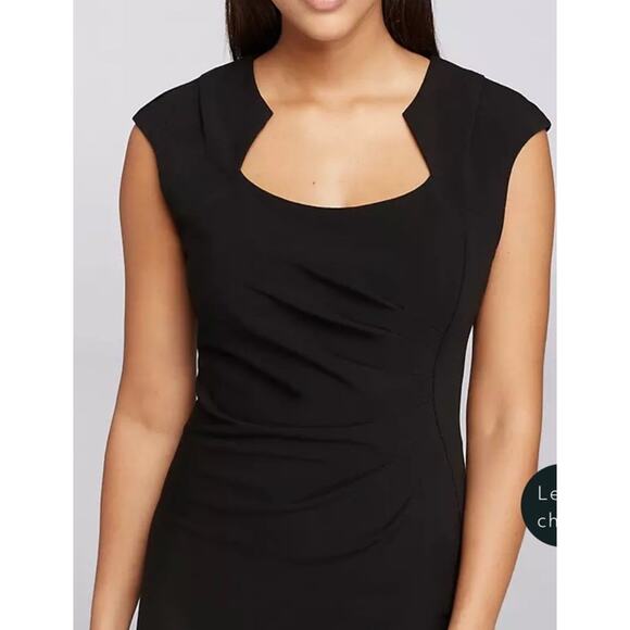 Calvin Klein Cocktail Dress Sz 8 Black LBD Career Ruched Little Black Dress EUC - Picture 5 of 16